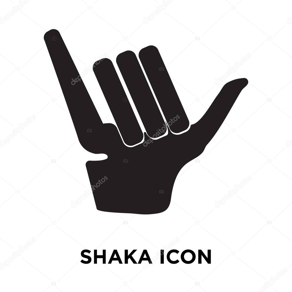 Shaka icon vector isolated on white background, logo concept of Shaka sign on transparent background, filled black symbol
