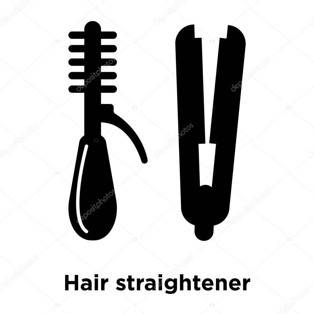 Hair straightener icon vector isolated on white background, logo concept of Hair straightener sign on transparent background, filled black symbol