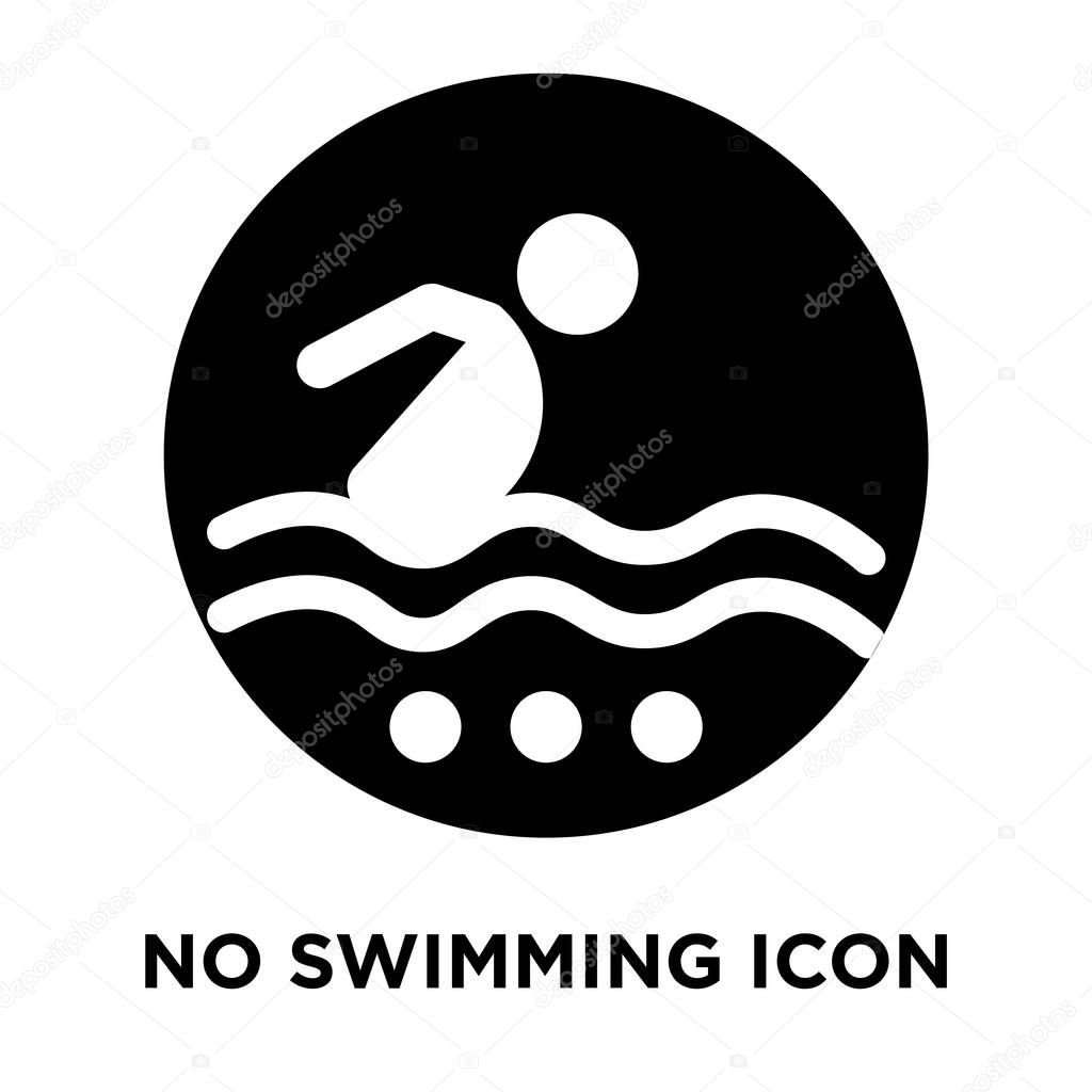 No swimming icon vector isolated on white background, logo concept of No swimming sign on transparent background, filled black symbol