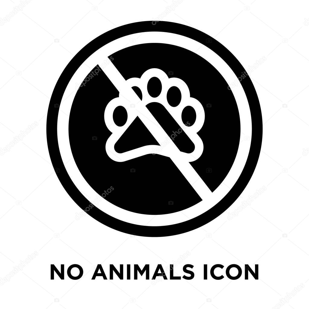 No animals icon vector isolated on white background, logo concept of No animals sign on transparent background, filled black symbol