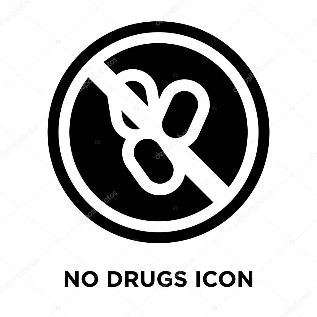 No drugs icon vector isolated on white background, logo concept of No drugs sign on transparent background, filled black symbol
