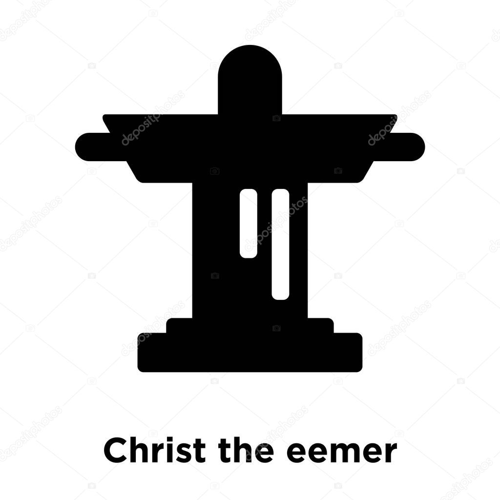 Christ the redeemer icon vector isolated on white background, logo concept of Christ the redeemer sign on transparent background, filled black symbol
