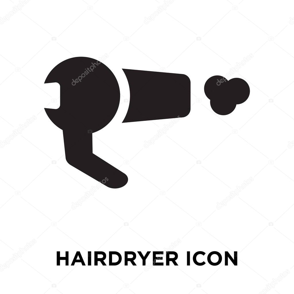 Hairdryer icon vector isolated on white background, logo concept of Hairdryer sign on transparent background, filled black symbol
