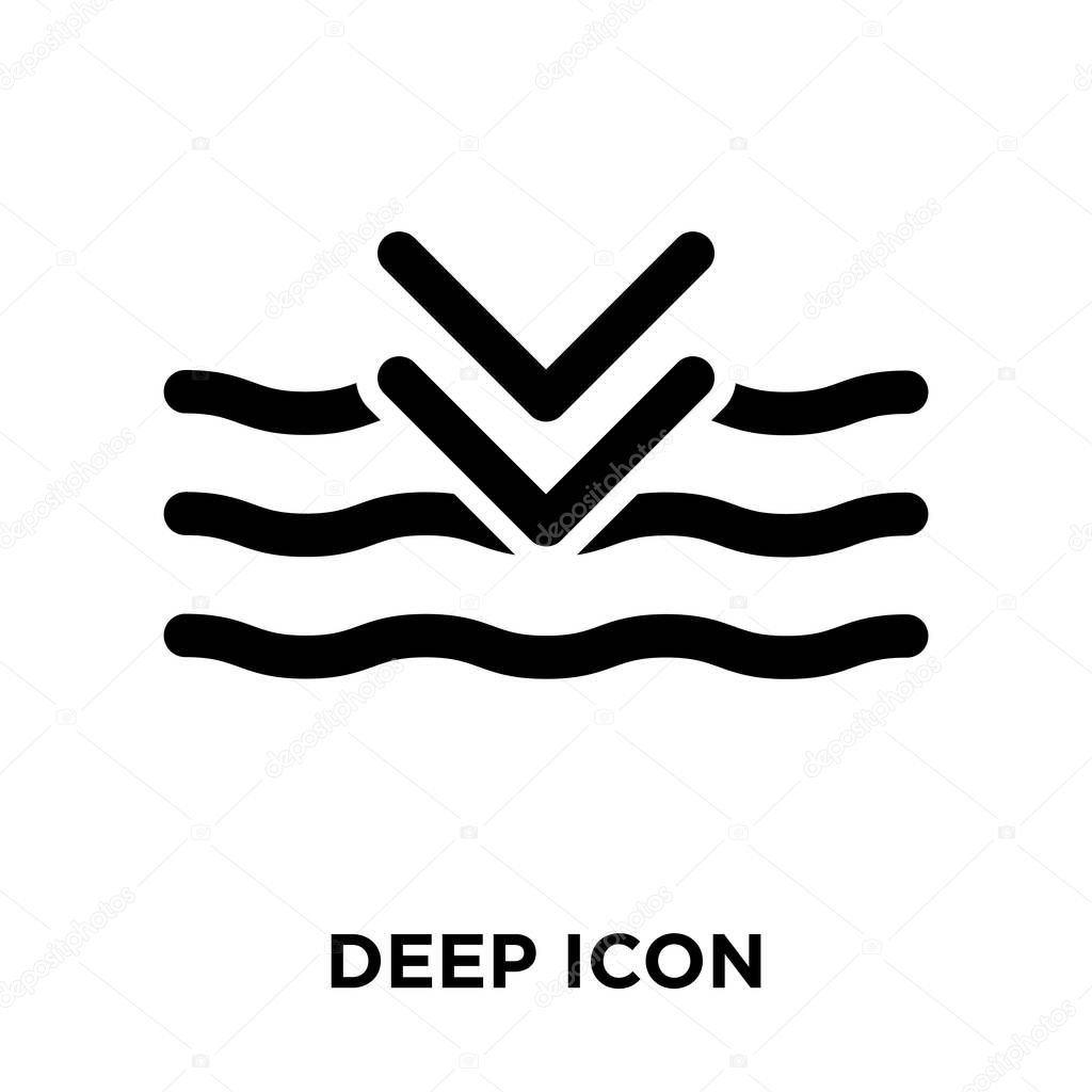 Deep icon vector isolated on white background, logo concept of Deep sign on transparent background, filled black symbol