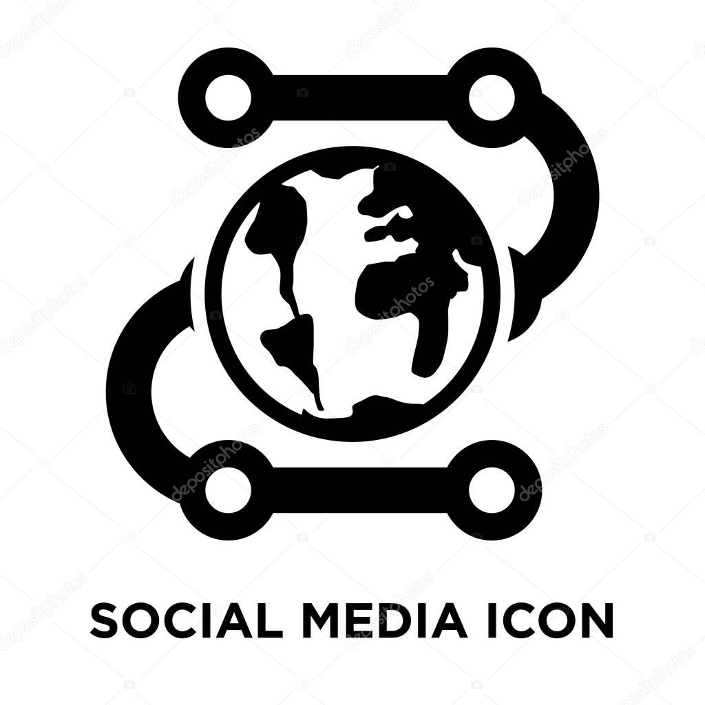 Social media icon vector isolated on white background, logo concept of Social media sign on transparent background, filled black symbol
