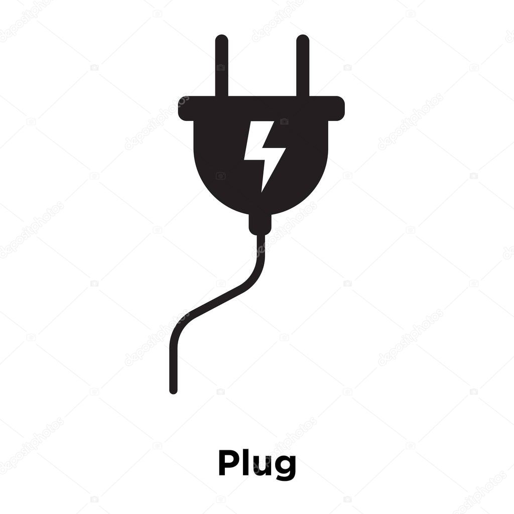 Plug icon vector isolated on white background, logo concept of Plug sign on transparent background, filled black symbol