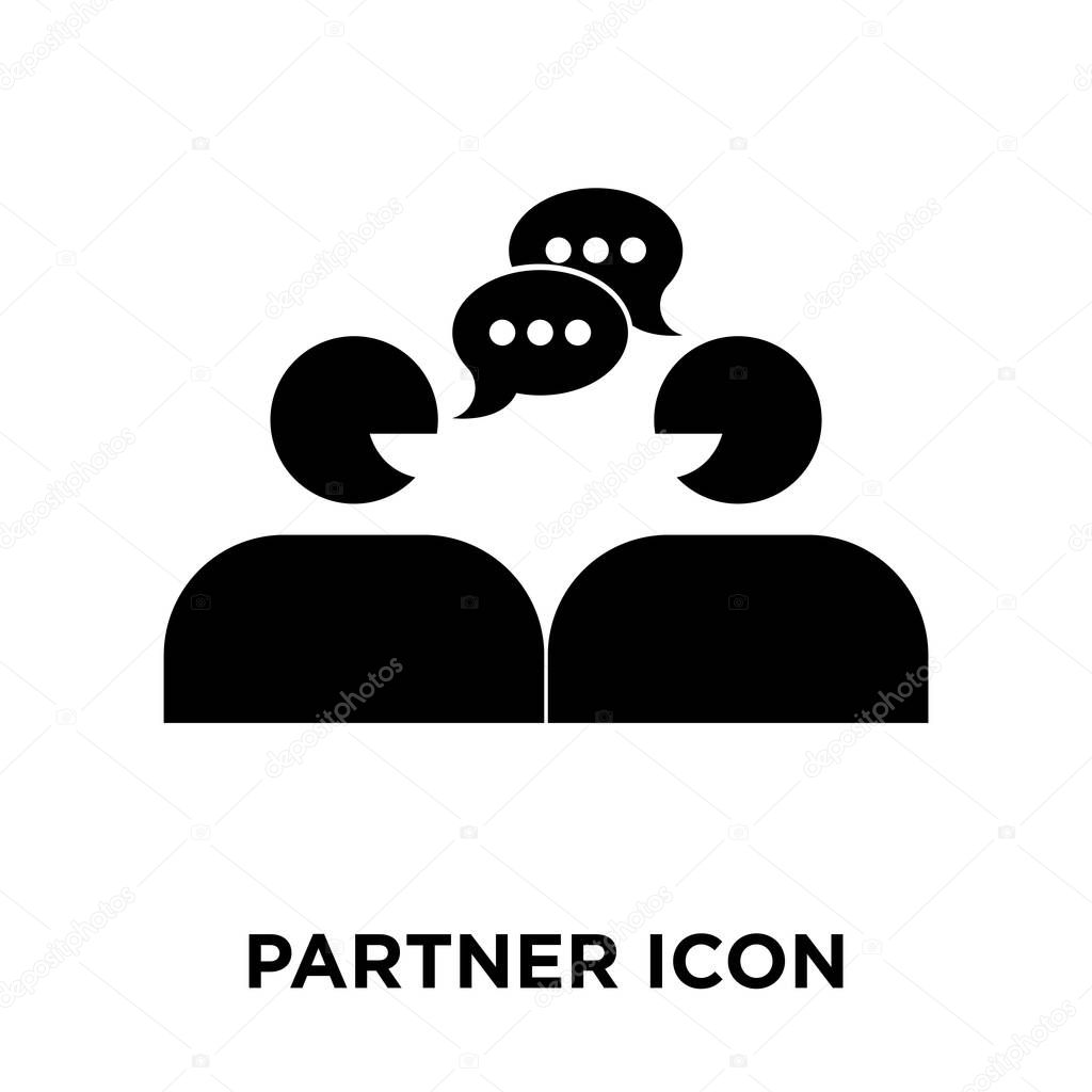 Partner icon vector isolated on white background, logo concept of Partner sign on transparent background, filled black symbol