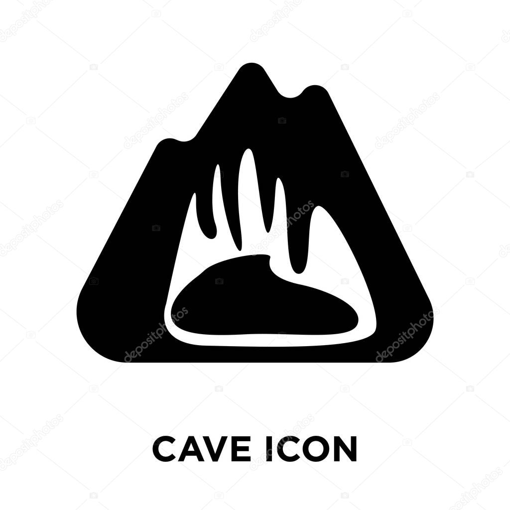 Cave icon vector isolated on white background, logo concept of Cave sign on transparent background, filled black symbol