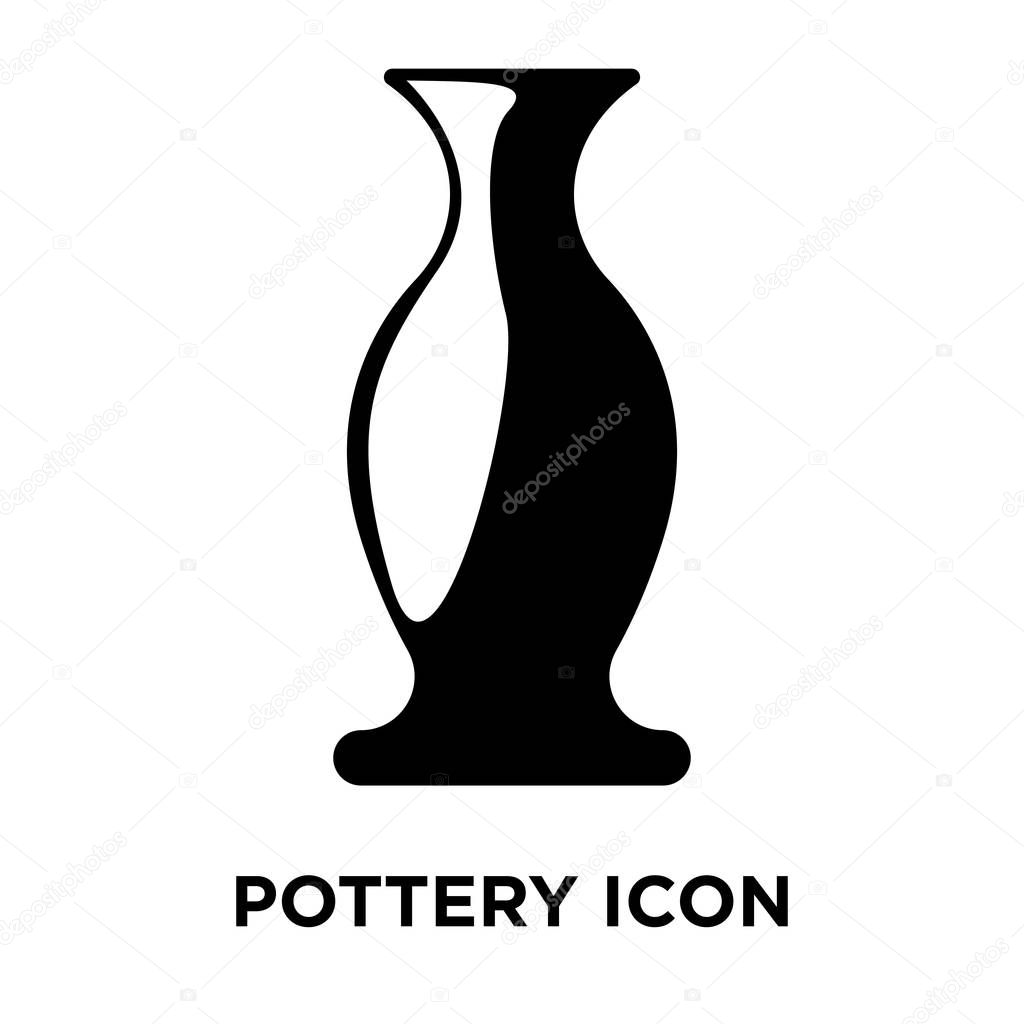 Pottery icon vector isolated on white background, logo concept of Pottery sign on transparent background, filled black symbol