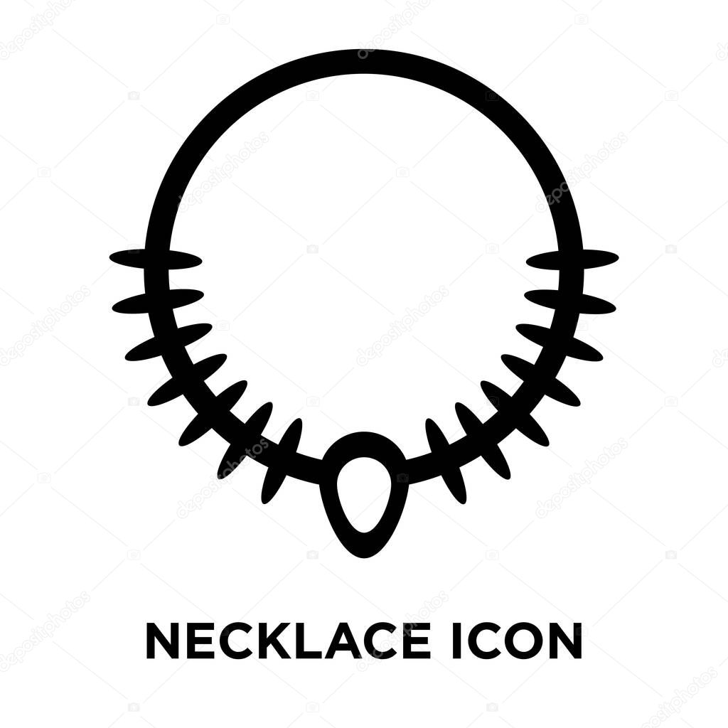 Necklace icon vector isolated on white background, logo concept of Necklace sign on transparent background, filled black symbol