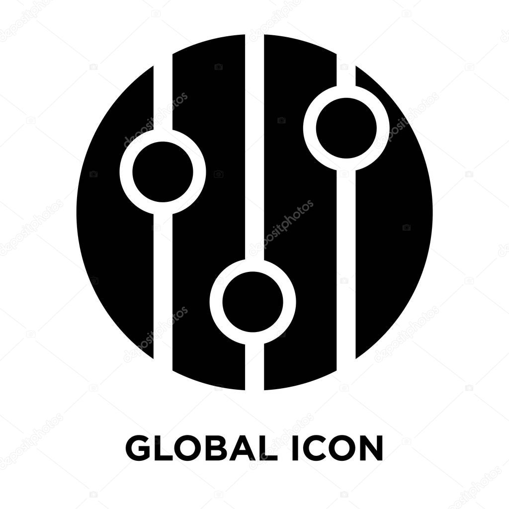 Global icon  vector isolated on white background, logo concept of Global  sign on transparent background, filled black symbol