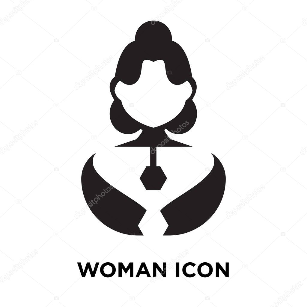 Woman icon vector isolated on white background, logo concept of Woman sign on transparent background, filled black symbol