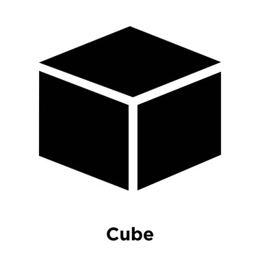 Beyaz arka plan, logo şeffaf arka plan, küp işareti kavramı üzerinde izole küp simge vektör siyah sembol dolu