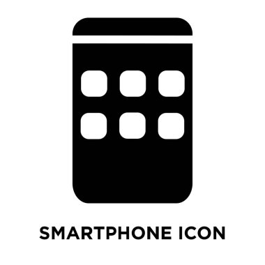Beyaz arka plan, logo şeffaf arka plan, tabelada Smartphone kavramı üzerinde izole Smartphone simge vektör siyah sembol dolu
