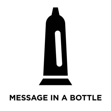 Beyaz arka planda, ileti kavramı logo şeffaf arka plan üzerinde bir şişe işareti izole bir şişe simge vektör iletisinde siyah sembol dolu