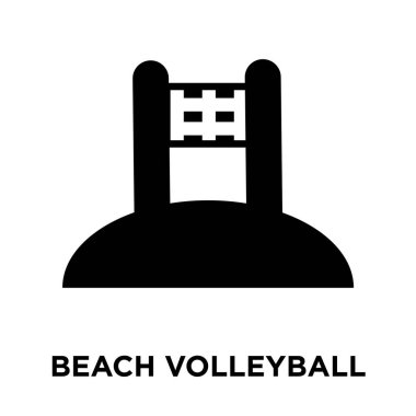 Plaj voleybolu simge vektör, beyaz arka plan üzerinde izole logo kavramı plaj voleybolu oturum şeffaf arka plan, dolgulu siyah sembolü
