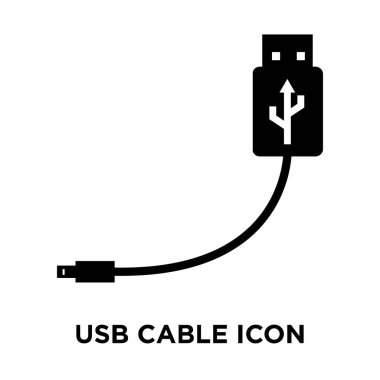 Usb kablo simge vektör, beyaz arka plan üzerinde izole Usb kablosu kavramı logo şeffaf arka plan, dolgulu siyah sembolü imzalamak