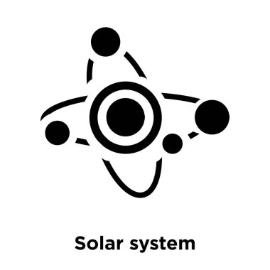Beyaz arka plan, logo şeffaf arka plan, güneş sistemi işareti kavramı üzerinde izole güneş sistemi simge vektör siyah sembol dolu