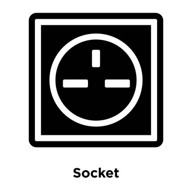 Beyaz arka plan, logo şeffaf arka plan, soket işareti kavramı üzerinde izole soket simge vektör siyah sembol dolu