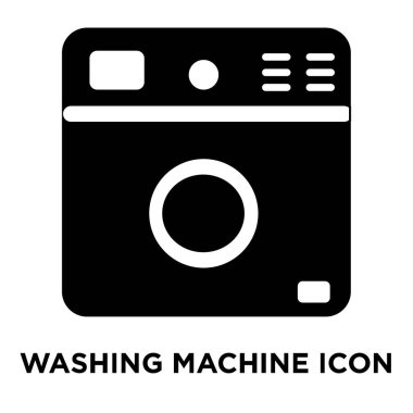 Beyaz arka plan, logo şeffaf arka plan, çamaşır makinesi işareti kavramı üzerinde izole çamaşır makinesi simge vektör siyah sembol dolu