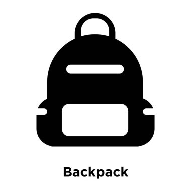 Beyaz arka plan, logo şeffaf arka plan, sırt çantası işareti kavramı üzerinde izole sırt çantası simge vektör siyah sembol dolu