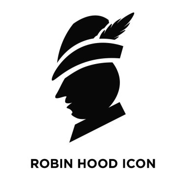 Beyaz arka plan, logo şeffaf arka plan, Robin hood işareti kavramı üzerinde izole robin hood simge vektör siyah sembol dolu