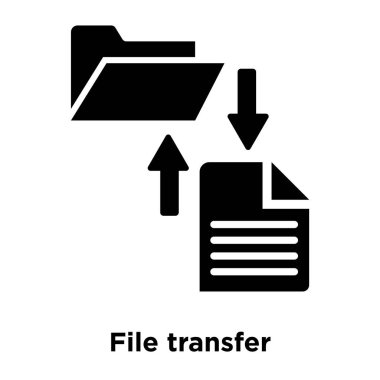 Dosya aktarımı simge vektör, beyaz arka plan üzerinde izole dosya aktarımı kavramı logo oturum şeffaf arka plan, dolgulu siyah sembolü