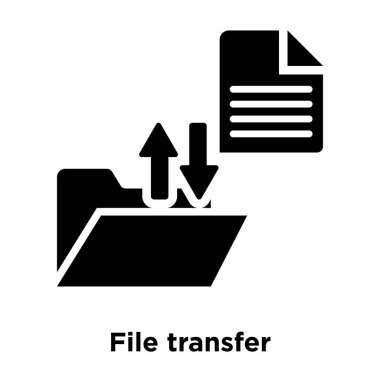 Dosya aktarımı simge vektör, beyaz arka plan üzerinde izole dosya aktarımı kavramı logo oturum şeffaf arka plan, dolgulu siyah sembolü