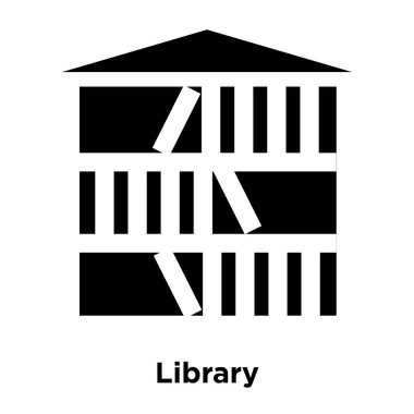 Beyaz arka plan, logo şeffaf arka plan, Kütüphane işareti kavramı üzerinde izole Kütüphane simge vektör siyah sembol dolu