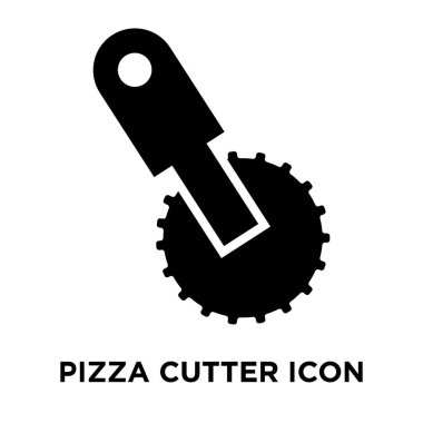 Pizza kesici simge vektör, beyaz arka plan üzerinde izole Pizza kesici kavramı logo şeffaf arka plan, dolgulu siyah sembolü imzalamak