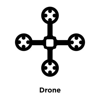 Beyaz arka plan, logo şeffaf arka plan, dron işareti kavramı üzerinde izole dron simge vektör siyah sembol dolu