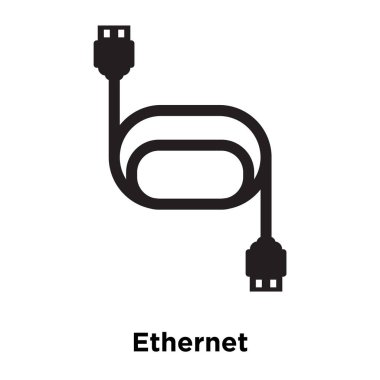 Beyaz arka plan, logo şeffaf arka plan, Ethernet işareti kavramı üzerinde izole Ethernet simge vektör siyah sembol dolu