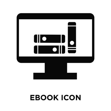 Beyaz arka plan, logo şeffaf arka plan, Ebook işareti kavramı üzerinde izole Ebook simge vektör siyah sembol dolu