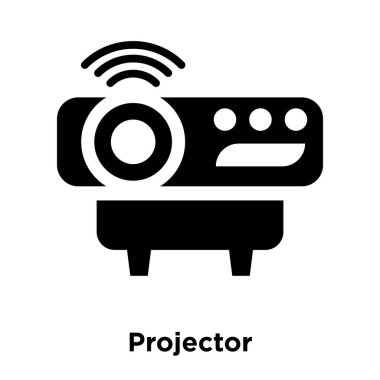 Beyaz arka plan, logo şeffaf arka plan, projektör işareti kavramı üzerinde izole projektör simge vektör siyah sembol dolu
