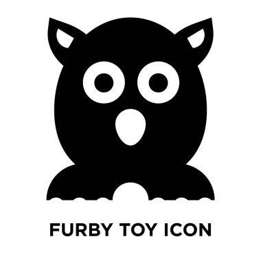 Furby oyuncak simge vektör, beyaz arka plan üzerinde izole Furby oyuncak kavramı logo şeffaf arka plan, dolgulu siyah sembolü imzalamak
