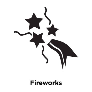 Beyaz arka plan, logo şeffaf arka plan, Fireworks işareti kavramı üzerinde izole havai fişek simge vektör siyah sembol dolu