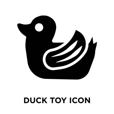 Ördek oyuncak simge vektör, beyaz arka plan üzerinde izole ördek oyuncak kavramı logo şeffaf arka plan, dolgulu siyah sembolü imzalamak