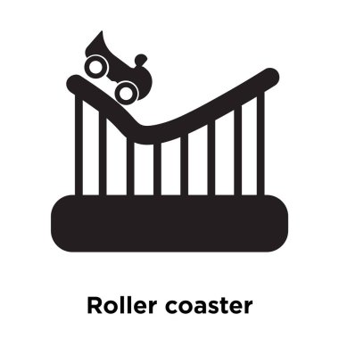 Beyaz arka plan, logo şeffaf arka plan, Roller coaster işareti kavramı üzerinde izole roller coaster simge vektör siyah sembol dolu