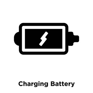 Beyaz arka plan, logo şeffaf arka plan, pil şarj işareti kavramı üzerinde izole şarj pil simgesi vektör siyah sembol dolu