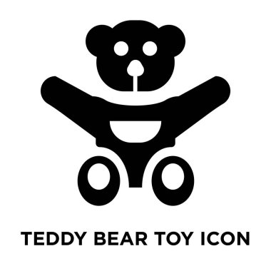 Beyaz arka plan, logo şeffaf arka plan, oyuncak ayı oyuncak işareti kavramı üzerinde izole oyuncak ayı oyuncak simge vektör siyah sembol dolu