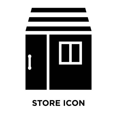Beyaz arka plan, logo şeffaf arka plan, tabelada mağaza kavramı üzerinde izole mağaza simge vektör siyah sembol dolu