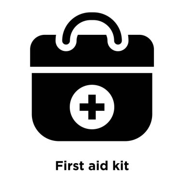 İlk yardım kiti simge vektör, beyaz arka plan üzerinde izole logo kavramı ilk yardım kiti, oturum şeffaf arka plan, dolgulu siyah sembolü
