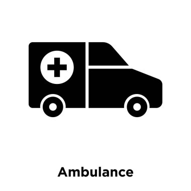 Beyaz arka plan, logo şeffaf arka plan, ambulans işareti kavramı üzerinde izole ambulans simge vektör siyah sembol dolu