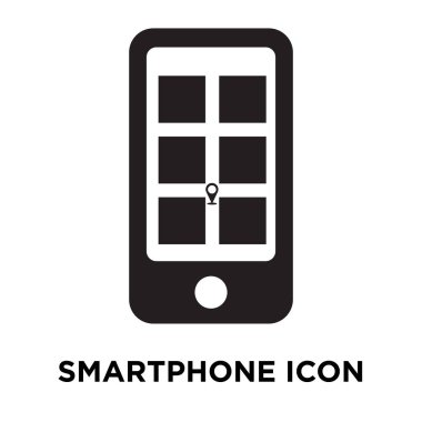 Beyaz arka plan, logo şeffaf arka plan, tabelada Smartphone kavramı üzerinde izole Smartphone simge vektör siyah sembol dolu
