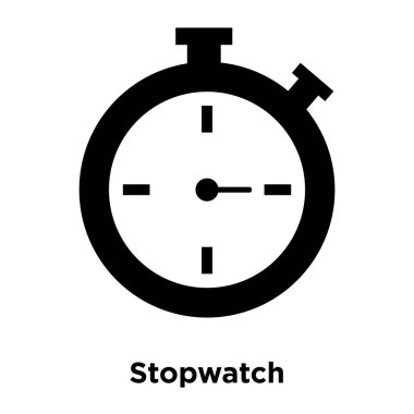 Beyaz arka plan, logo şeffaf arka plan, kronometre işareti kavramı üzerinde izole kronometre simge vektör siyah sembol dolu