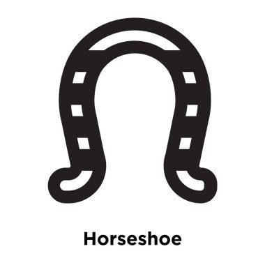 Beyaz arka plan, logo şeffaf arka plan, nal işareti kavramı üzerinde izole at nalı simge vektör siyah sembol dolu