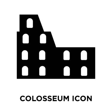 Beyaz arka plan, logo şeffaf arka plan, Colosseum işareti kavramı üzerinde izole colosseum simge vektör siyah sembol dolu