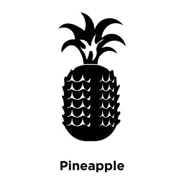 Beyaz arka plan, logo şeffaf arka plan, ananas işareti kavramı üzerinde izole ananas simge vektör siyah sembol dolu