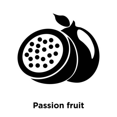 Beyaz arka plan, logo şeffaf arka plan, Passion fruit işareti kavramı üzerinde izole passion fruit simge vektör siyah sembol dolu