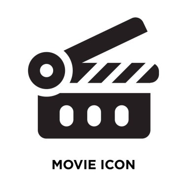 Beyaz arka plan, logo şeffaf arka plan film işareti kavramı üzerinde izole film simge vektör siyah sembol dolu